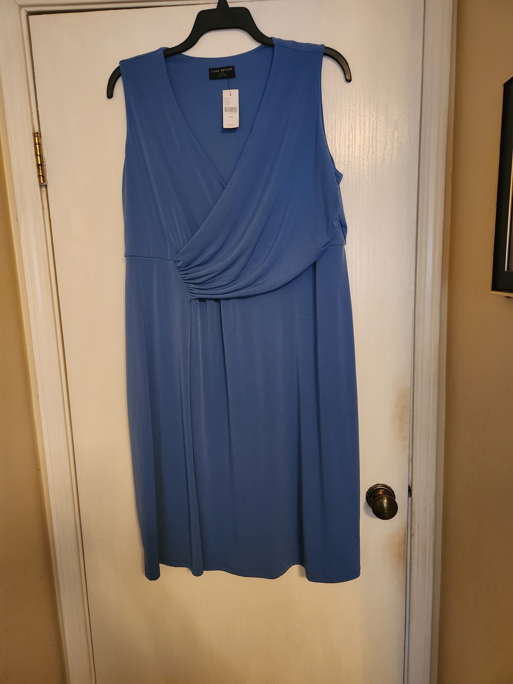 Lane Bryant Blue Sleeveless Faux-Wrap Midi Dress